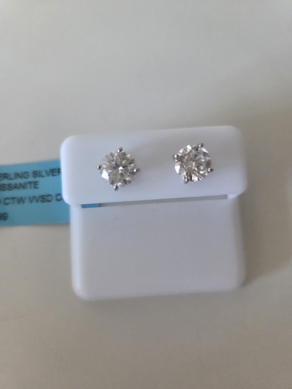 925 Sterling Silver 2.40 CTW VVSD Color Moissanite Stud Earrings Classic Sparkle